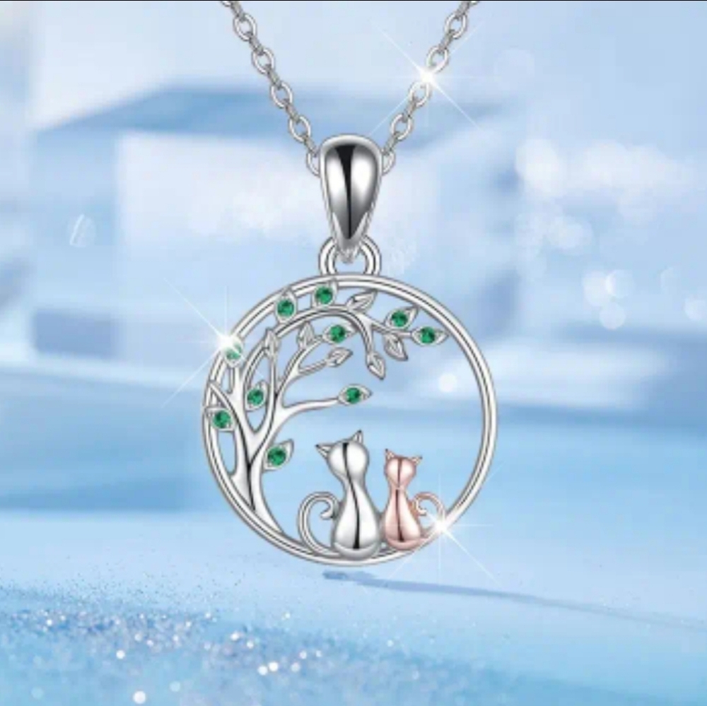 Silver Cat Pendant Necklace